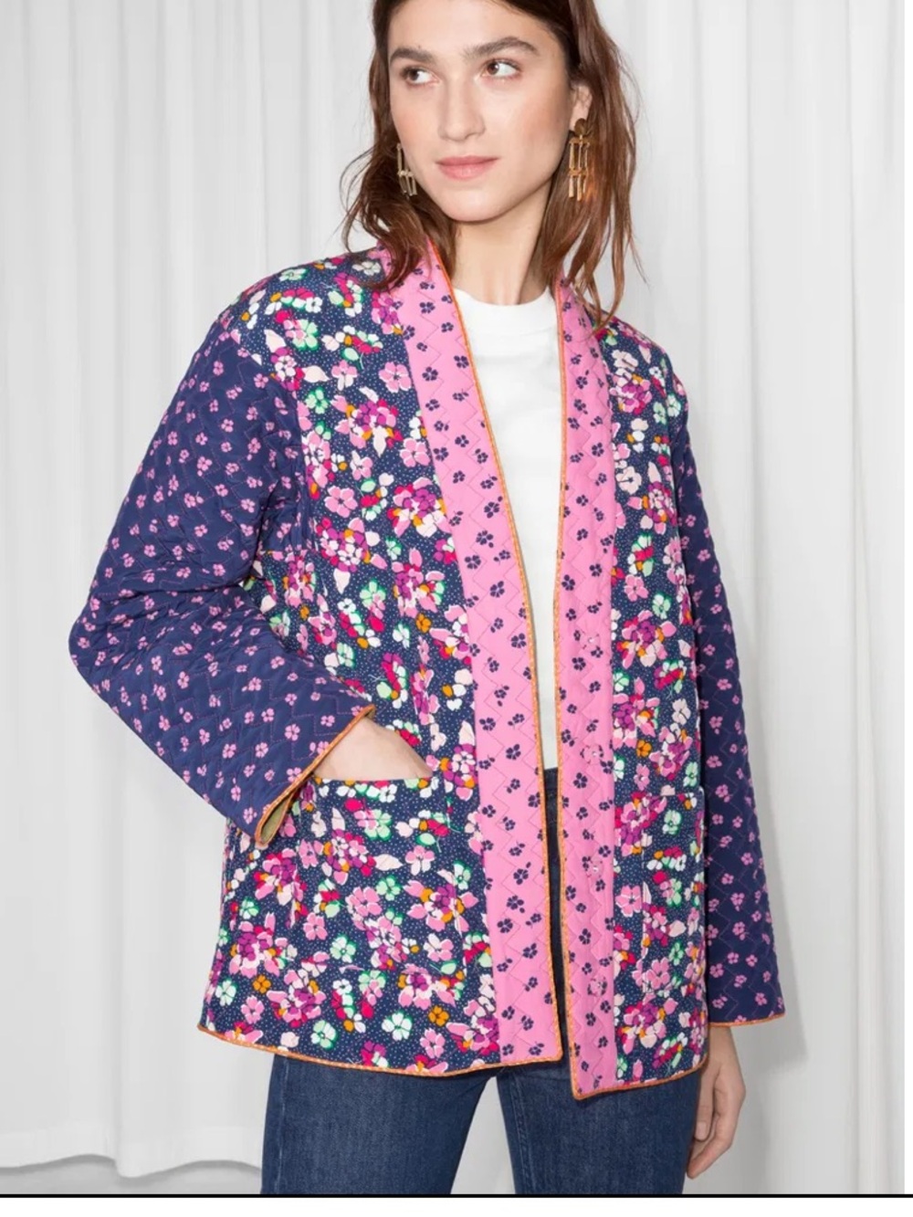 & Other Stories quilted floral jacket